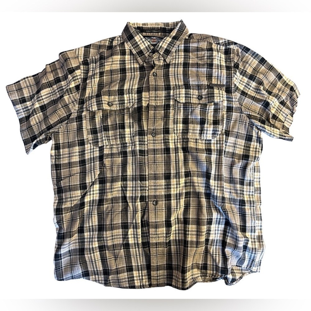 Harley-Davidson Black and White Casual Button Down Shirt